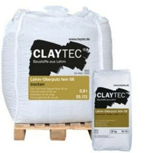 Claytec Lehm Oberputz fein 06 in Säcken von 25kg oder 0,8t